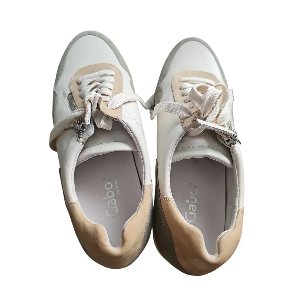Gabor Comfort sneaker cream tan olive green US sz 9.5  UK sz 7 shoes